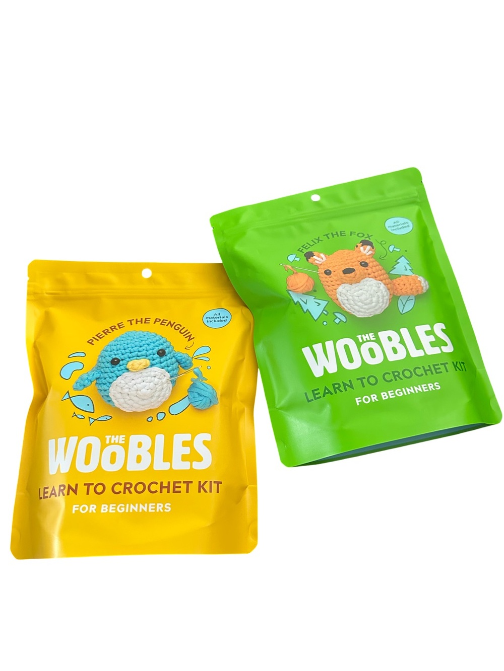 Bundle of 2 The Woobles Learn to Crochet Kit Pierre the Penguin Felix Fox NEW